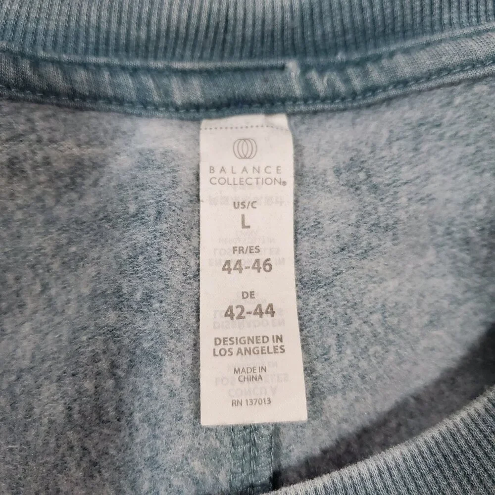 Balance Collection Lightweight Fleece Yoga Tunic Sweatshirt Faded Teal L - Picture 3 of 3